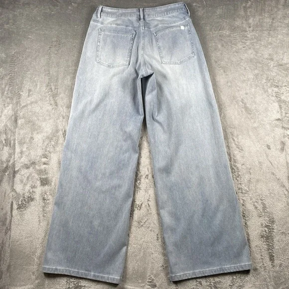 Halara Jeans Womens Sz M Tall Flex Asymmetric Zipper Baggy Wide Leg Stretch - Picture 7 of 13